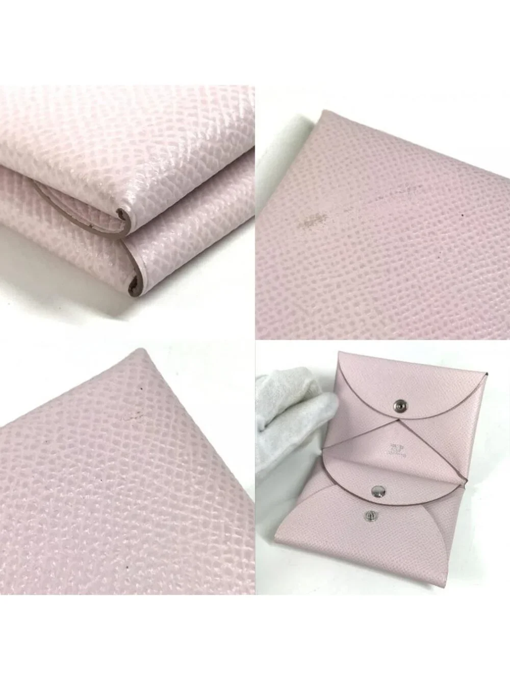 Hermes Bifold Wallet Calvi Duo Epsom Movpel Pink